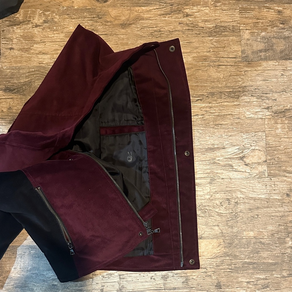 John Varvatos Deep Red and Black Bomber Jacket - Picture 3 of 3